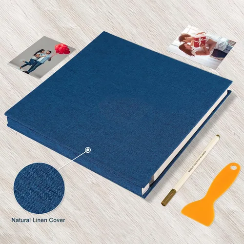 Miniatura 4 de Álbum de Fotos con Páginas Autoadhesivas, Álbum de Recortes, Álbumes de Fotos Magnéticos con Páginas Adhesivas para Fotos de 4x6, 5x7, 8x10 Azul