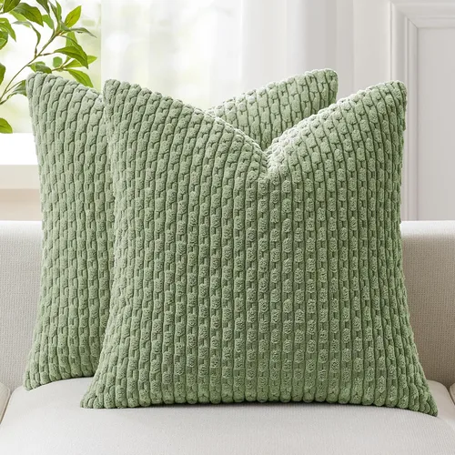 Miniatura 28 de Kevin Textile - Juego de 2 fundas de almohada decorativas de pana de 22 x 22 pulgadas, suaves, estilo bohemio, a rayas, decoración moderna del hogar