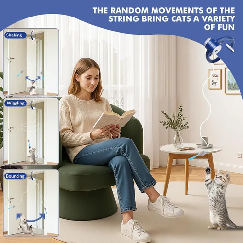 Miniatura 3 de Wortade Juguetes Interactivos para Gatos de Interior, Juguete de Varita con Plumas de Pájaro Volador Eléctrico Automático, Mejor Juguete