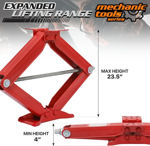 Miniatura 5 de M-AUTO Juego de 2 gatos de tijera de 2.5 toneladas para remolque de viaje, extensión máxima de 23.5 pulgadas, gatos estabilizadores de remolque