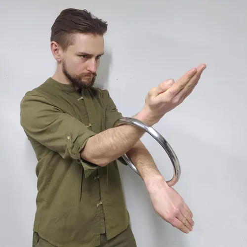 Miniatura 7 de HYOUT Anillo de acero inoxidable Wing Chun Yewen Sau de entrenamiento manual adhesivo para fuerza de mano Tsun Siu Lum Kung Fu de autodefensa