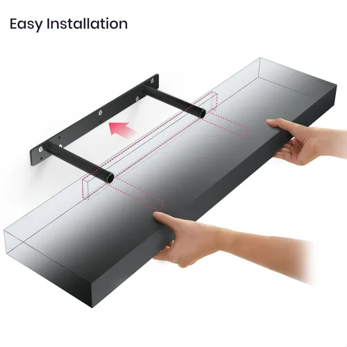 Miniatura 5 de Ballucci Estante flotante, estante de pared de madera de 36 pulgadas con soportes invisibles para baño, sala de estar, dormitorio, cocina, Negro