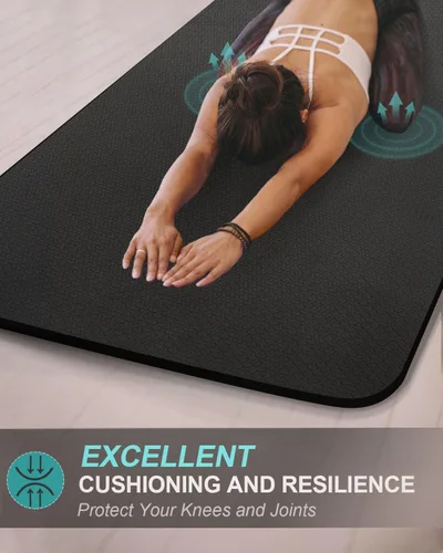 Miniatura 5 de Extra Long & Wide Thick Yoga Mat for Tall Men & Women, 84'' x 32'' x 7mm Oversized Yoga Mat Double-Sided Non Slip, Pro TPE Yoga Mats with Strap Negro