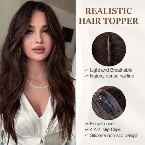 Miniatura 170 de Rich Choices Pelucas con topper de cabello para mujeres, cabello humano real 100% Remy, sin flequillo, para mujeres con adelgazamiento en la parte