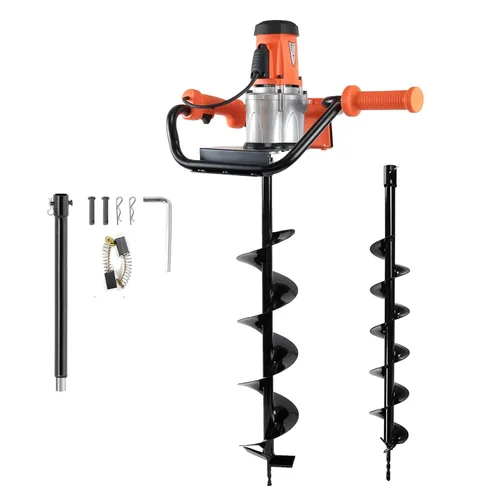 Excavadora eléctrica de 1500 W, taladro de tierra de broca de 6 pulgadas y 4 pulgadas, ideal para excavación de agujeros de postes, perforación,