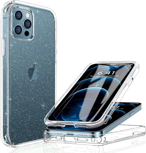 Miniatura 102 de Miracase Funda para iPhone 13 de 6.1 pulgadas, [sin burbujas] funda de teléfono de cuerpo completo con pantalla de vidrio completa integrada, sin