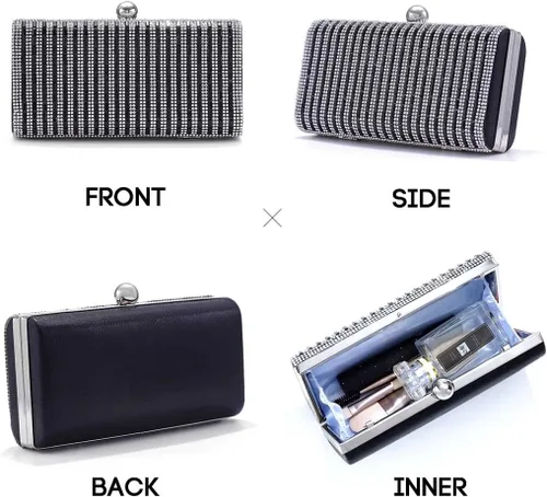Miniatura 3 de Yokawe Bolso de mano para mujer, bolso de noche con diamantes de imitación, para novia, boda, fiesta de graduación