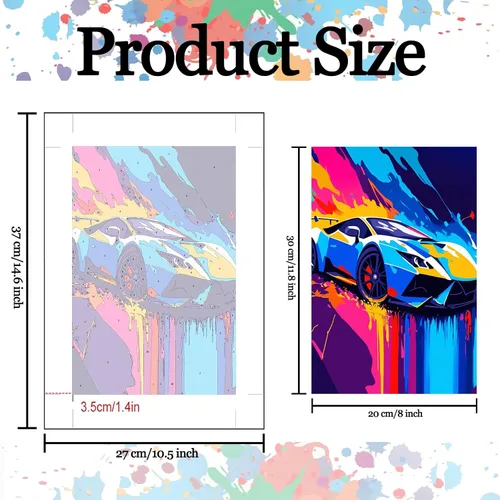 Miniatura 3 de Aihonmin Paquete de 6 pinturas por números para adultos, amantes de los automóviles, kit de pintura por números, sobre lienzo para principiantes