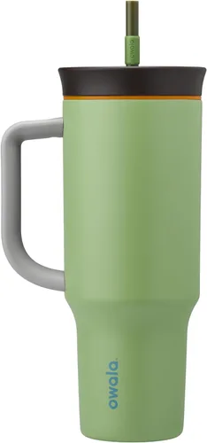 Miniatura 17 de Owala Vaso de viaje aislado de acero inoxidable de triple capa con tapa resistente a derrames, popote y asa de transporte, sin BPA, 40 onzas