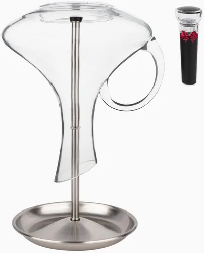 Miniatura 8 de Soporte de secado de decantador de vino con cabeza de silicona para evitar arañazos, estante desmontable con base de captura de goteo con tapón