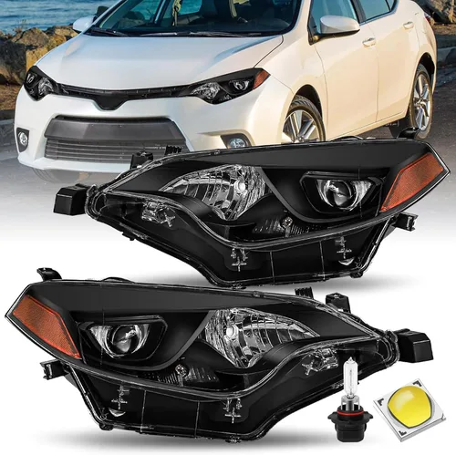 JSBOYAT Conjunto de faros delanteros para 2014 2015 2016 Toyota Corolla Sedán 4 puertas, lámparas LED para conductor y pasajero con bombillas,