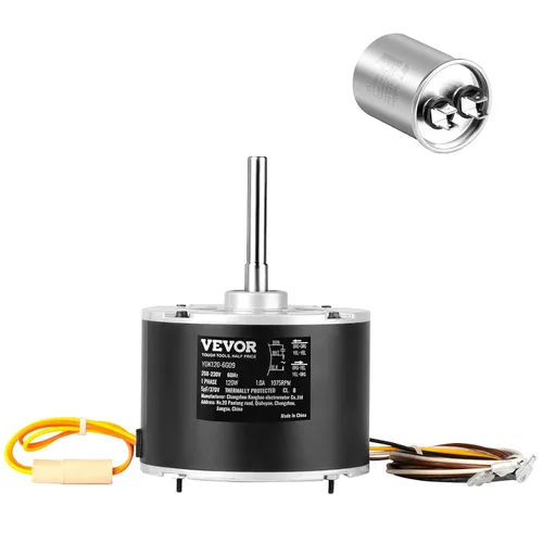 Miniatura 10 de VEVOR Motor de ventilador de condensador con condensador, 1/3HP 1075RPM 208-230V, compatible con GE Genteq K55HXGDD-81195 5KCP39GGY209AS, Fasco D925