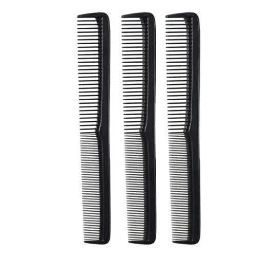 Styling Gear #150 - Juego de 3 peines de corte de barbero, para hombre y mujer, para peinado, barba y bigote. Fabricado en los Estados Unidos (negro)