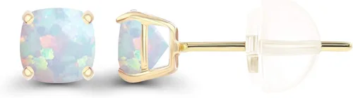 Miniatura 2 de Solid 925 Sterling Silver Gold Plated 4mm Cushion Cut Genuine Birthstone Stud Earrings For Women Natural or Created Hypoallergenic Gemstone Stud