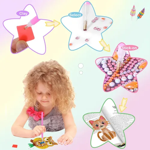 Miniatura 6 de YiConfety Kits de pintura de diamantes, regalo de arte de diamantes para niños, kits de arte de gemas para cumpleaños de niñas, artes y manualidades