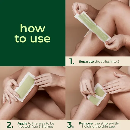 Miniatura 3 de Nad's Tiras de cera depilatoria para el cuerpo para mujeres en casa más 4 toallitas de aceite calmante, 24