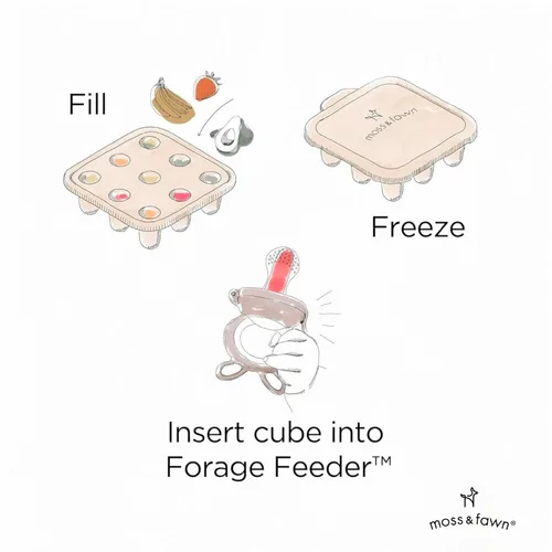 Miniatura 4 de Moss and Fawn Baby's First Bites Bundle - Kit de paletas de leche materna congelada de silicona con alimentador de forraje y bandeja de cubitos