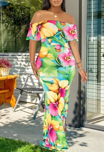 Miniatura 3 de Vestido largo con tirantes florales y espalda descubierta para mujer