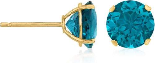 Miniatura 3 de Ross-Simons Aretes Martini con topacio azul Londres de 4,50 qt t en oro amarillo de 14 quilates, Gema, Topacio