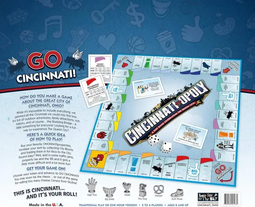 Miniatura 5 de Late for The Sky Juego de mesa Cincinnati-Opoly: juego de estrategia familiar para 2 a 6 jugadores, lugares de interés urbano estilo opoli, opción