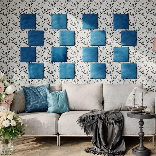 Miniatura 46 de Paneles de arte acústicos decorativos de terciopelo suave para pared, azulejos absorbentes e insonorizantes ecoamortiguadores, tablones suaves Blanco
