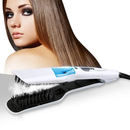 Miniatura 8 de Cepillo alisador de pelo de vapor profesional - Plancha eléctrica de cerámica para alisar el cabello largo y corto