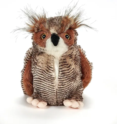 Miniatura 2 de The Petting Zoo Gran búho cornudo, peluche de animales salvajes, regalos para niños, animales salvajes de la vida silvestre, búho cornudo, 9 pulgadas