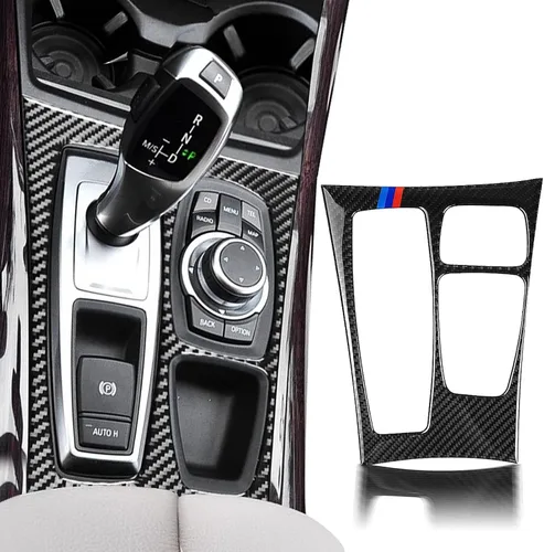 Miniatura 7 de Pacify Cubierta del panel de la palanca de cambios de fibra de carbono, control central, panel de cambios, adhesivo protector compatible con BMW X5