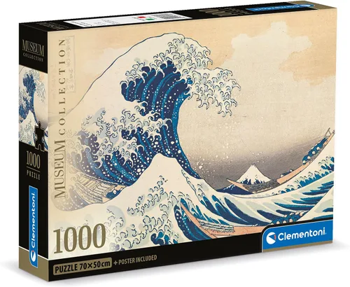 Clementoni | Hokusai Puzzle The Great Wave Adult | 1000 piezas | Juego de mesa | Impresión japonesa Ukiyo-e | 27.6 x 19.7 in | Arte para ensamblar |