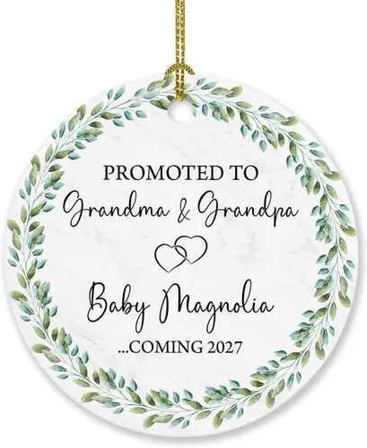 Miniatura 9 de Adorno personalizado para bebé que llega 2027, adorno de Navidad de Bump, elige el nombre del bebé y el año de Navidad para el nuevo abuelo abuela