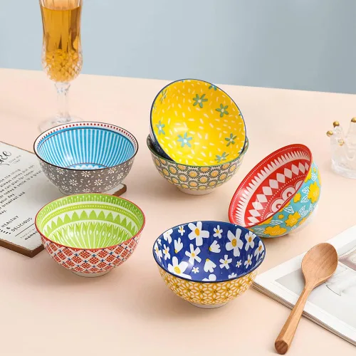 Miniatura 3 de Juego de cuencos de cerámica pequeños – Juego de 6 cuencos pequeños de porcelana para postre – 10 onzas para arroz Sopa Aperitivos