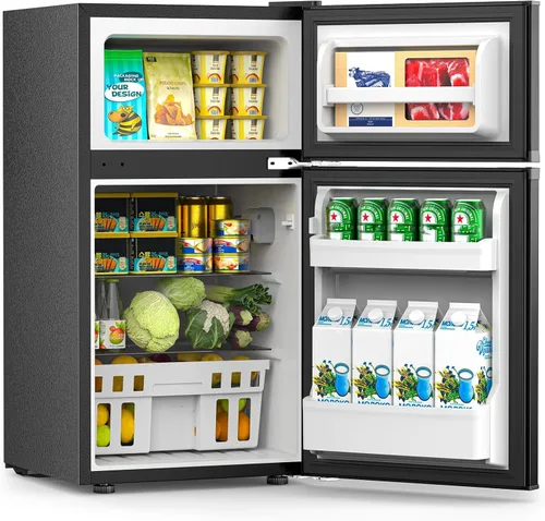 Miniatura 7 de COWSAR Refrigerador de 3.2 pies cúbicos con congelador, refrigerador compacto con 2 puertas