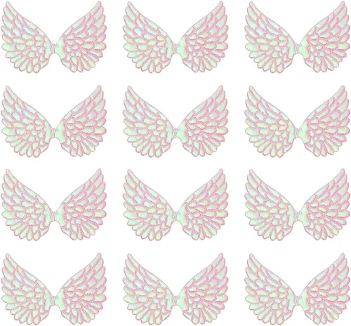 Miniatura 11 de PATIKIL 12 alas de ángel para manualidades, pequeñas alas de ángel con purpurina, 6 colores, alas de ángel para coser, parches para mochilas