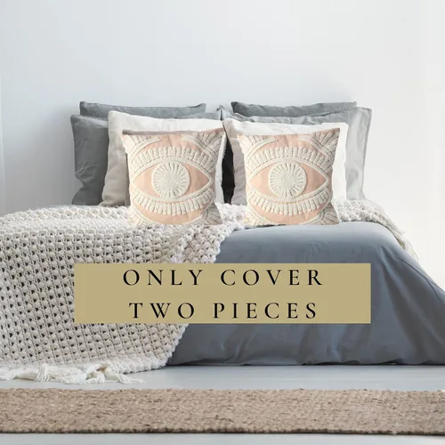 Miniatura 5 de Funda de almohada decorativa con textura neutra bohemia copetuda, funda de cojín decorativa para habitación del bebé (2, combo de arte rosa)