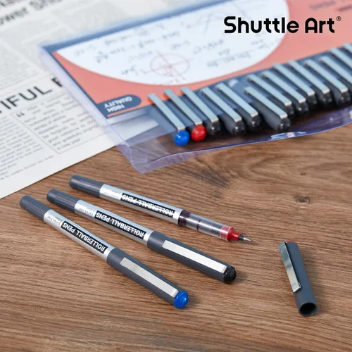 Miniatura 7 de Shuttle Art Paquete de 25 bolígrafos de punta fina (21 negros, 2 azules y 2 rojos), bolígrafos de tinta líquida de 0.020 in para escribir diario, 21