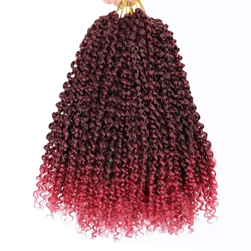 Miniatura 42 de Dorsanee Cabello Passion Twist Ombré de 18 pulgadas, 6 paquetes, Cabello de Ganchillo Water Wave, Cabello Largo Bohemio Rizado para Trenzar