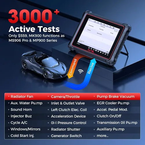 Miniatura 4 de Autel Escáner MaxiCOM MK900: 2026 actualizado como MK900BT MK900-BT MX900 Herramienta de diagnóstico bidireccional, 8 pulgadas más de MK808S MK808BT