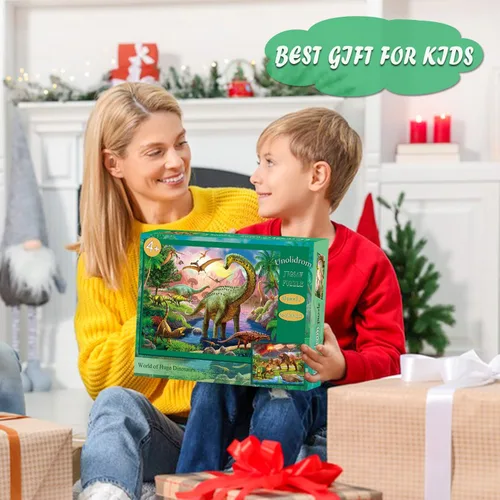 Miniatura 7 de Rompecabezas para niños de 4 a 6 años – 2 x 60 piezas rompecabezas para niños de 3 a 5 6 a 8 años – El mundo de enormes dinosaurios – Juguetes