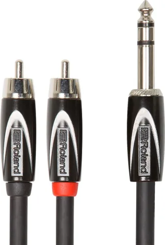 Roland Black Series - Cable de inserción/divisor TRS macho de 1/4 pulgadas a RCA dual, 5 pies (RCC-5-TR2RV2)