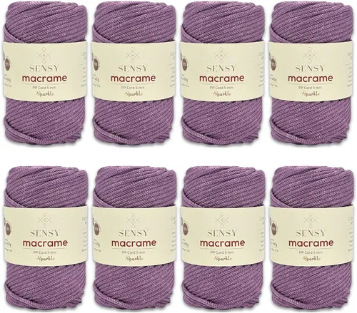Miniatura 50 de Sensy - Cuerda de poliéster prémium de 0.197 in, 104 yardas, 100% polipropileno, cordón de macramé de 0.197 in, cuerda de ganchillo para bolsa