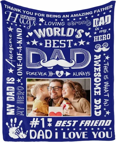Miniatura 8 de InterestPrint Customized Blankets with Photos Gifts for Dad on Father's Day Birthday, Dad Blanket from Daughter Son Wife Personalized Throw Gifts