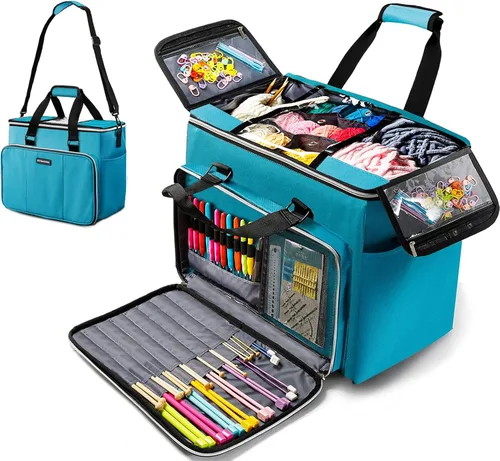 MYBAGZING Bolsa de Tejer, Organizador Grande de Almacenamiento de Hilo, Bolsas y Totes de Crochet, Bolsas de Hilo para Crochet, Estuche Porta Hilos