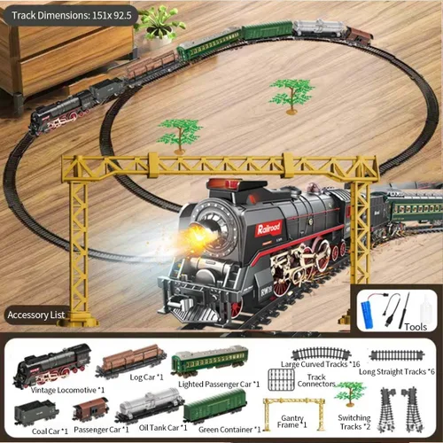 Miniatura 3 de Tren de Navidad eléctrico RC modelo con carro y pista larga (modelo 623B/versión de control remoto)