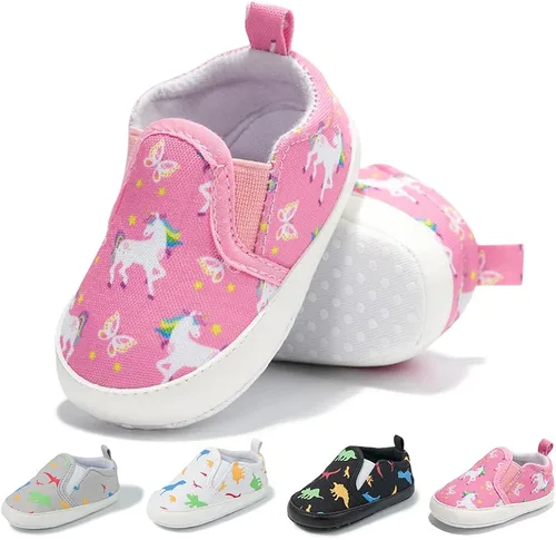 Miamooi Zapatos deportivos para bebés y niñas con suela suave, zapatos para primeros caminos, casuales, planos, para recién nacidos, ligeros, para