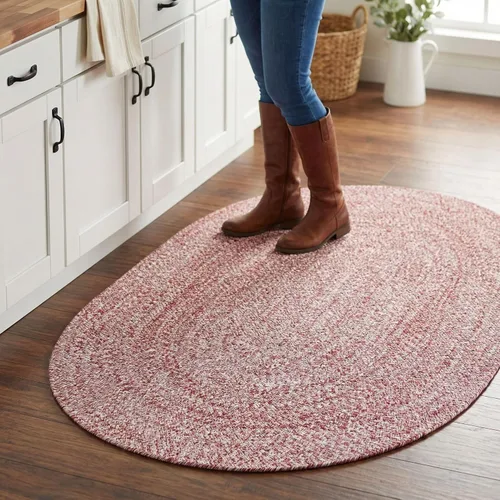 Miniatura 12 de Super Area Rugs Farmhouse - Alfombra trenzada de algodón reversible para cocina, gris y blanco, 4 x 6 pies, ovalada