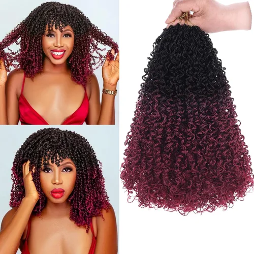 Miniatura 15 de Unionbeauty - Paquete de 8 trenzas de ganchillo Yanky Twist de 6 pulgadas, 8 paquetes, color negro natural, micro Passion Twist, extensiones