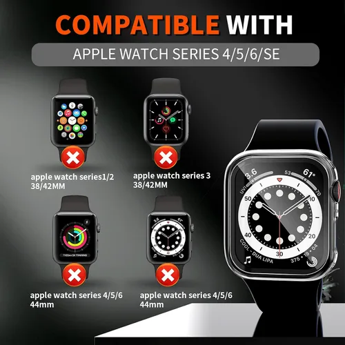 Miniatura 2 de LK - Paquete de 2 carcasas para pantalla de vidrio templado, compatibles con Apple Watch SE Serie 6, Serie 5, Serie 4 de 1.57 pulgadas (40 mm), N.º