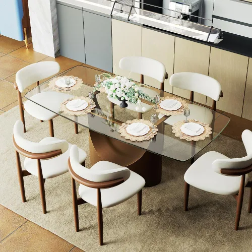 Miniatura 27 de POVISON Mesa de Comedor Moderna Hobart de 63" para 4, Mesa de Comedor Rectangular de Servicio Pesado Negro Mate, Superficie de Mesa de Comedor