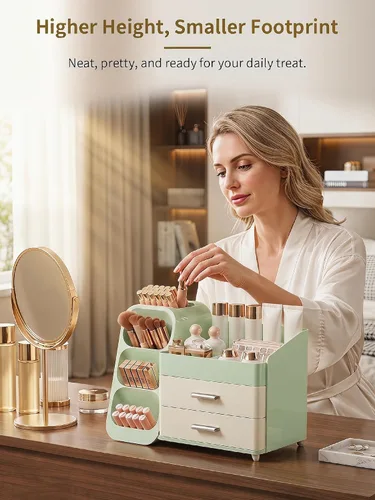 Miniatura 5 de Organizador de maquillaje con cajones para tocador, espacioso estuche de exhibición de cosméticos, solución de almacenamiento perfecta para tus