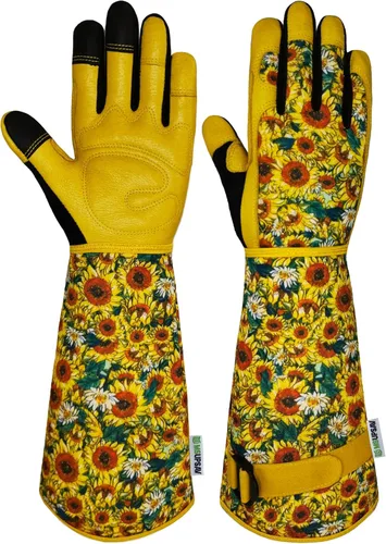 Guantes Largos de Jardinería, Resistentes a Espinas y Pinchazos, Guantes Protectores para Rosas y Cactus para Jardinero, Regalos Girasol